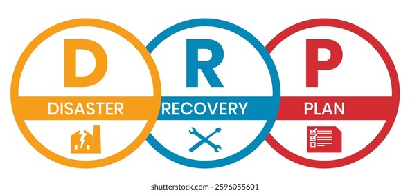 DRP - Disaster Recovery Plan business concept background. vector illustration concept with keywords and icons. lettering illustration with icons for web banner, flyer, landing page