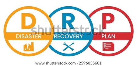 DRP - Disaster Recovery Plan business concept background. vector illustration concept with keywords and icons. lettering illustration with icons for web banner, flyer, landing page