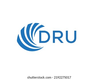 Diseño del logotipo de la letra DRU sobre fondo blanco. Concepto del logo de la letra de círculo creativa de DRU. Diseño de letras DRU.
