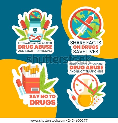 Drug Abuse and Trafficking Label Flat Cartoon Hand Drawn Templates Background Illustration
