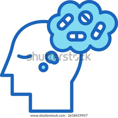 Drug Addiction Icon Blue Vector Illustration
