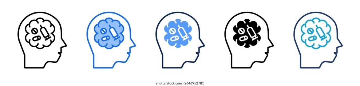 Drug Addiction Icon Multiple Vector Illustration