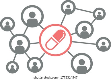 Drug addition icon. Additive painkillers, antibiotics, vitamins, amino acids. Healthcare