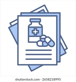 Ilustración vectorial de icono azul de la administración de medicamentos