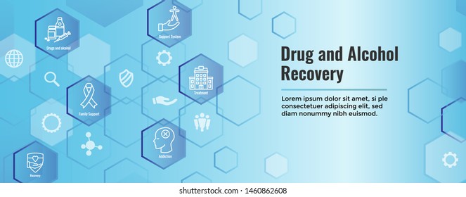 Drug And Alcohol Dependency Icon Set And Web Header Banner