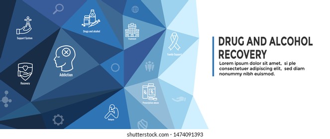 Drug and Alcohol Dependency Icon Set and Web Header Banner