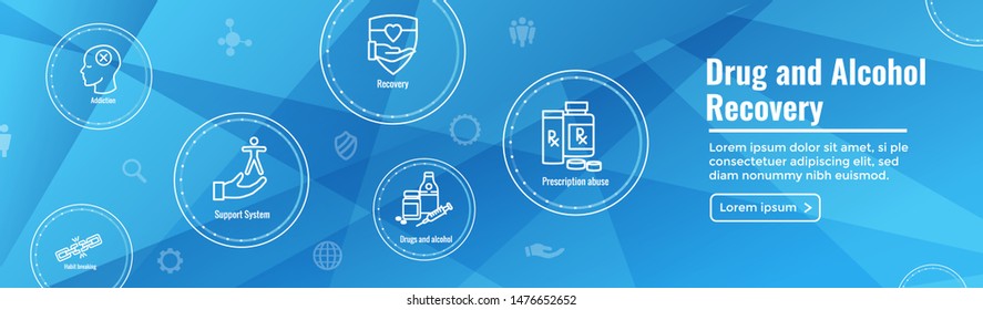Drug and Alcohol Dependency Icon Set and Web Header Banner