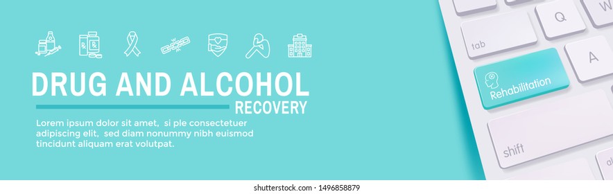 Drug and Alcohol Dependency Icon Set and Web Header Banner