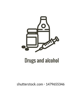 Drug & Alcohol Dependency Icon showing drug addiction imagery