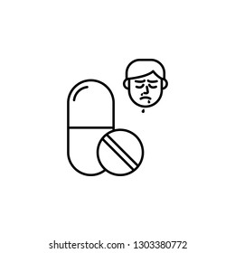 Drug, allergic face icon. Element of problems with allergies icon. Thin line icon for website design and development, app development. Premium icon