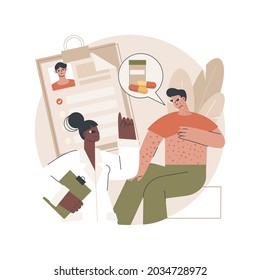 Drug allergy abstract concept vector illustration. Triggers of drug allergies, risk factors, medicine side effect, remedy intolerance test, allergic disease symptom treatment abstract metaphor.