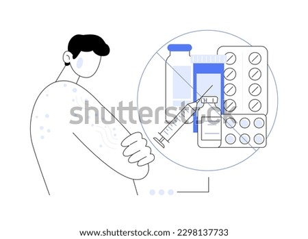 Drug allergy abstract concept vector illustration. Triggers of drug allergies, risk factors, medicine side effect, remedy intolerance test, allergic disease symptom treatment abstract metaphor.