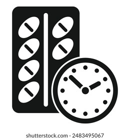 Drug blister using time icon simple vector. Health care. Human protection