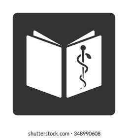 Drug Book vector icon. Style is flat rounded square button, white and gray colors, white background.