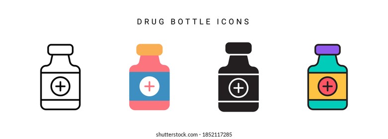 drug bottle icon vector with different style design. isolated on white background