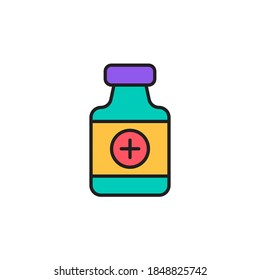 drug bottle icon vector. filled outline style. isolated on white background