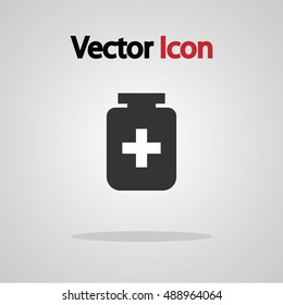 Drug bottle icon, Vector illustration image icon.