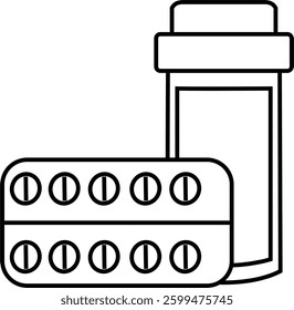 Drug bottle with pills icon design vector symbol illustration