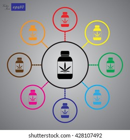Drug bottle vector icon for web and mobile