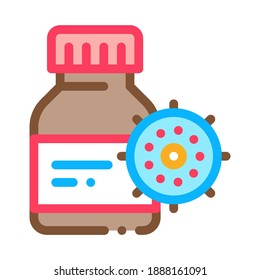 Drug Bottle Virus Icon Vector. Outline Drug Bottle Virus Sign. Isolated Contour Symbol Illustration