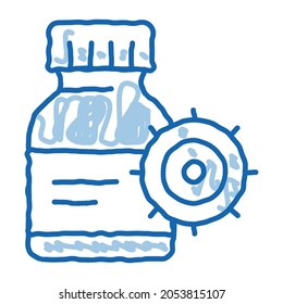 Drug Bottle Virus sketch icon vector. Hand drawn blue doodle line art Drug Bottle Virus sign. isolated symbol illustration