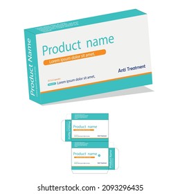 Drug box packaging die cut template design. cardboard packaging, Graphic elements, isolated on a white background.