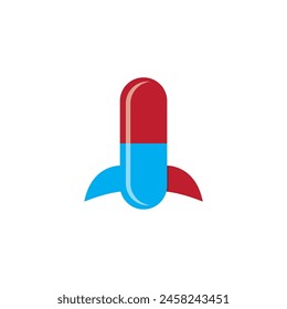 Vector de diseño con logotipo de cohete en cápsula antidroga.