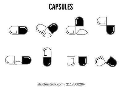 drug capsules icon set vector illustration 
