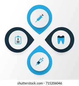 Drug Colorful Icons Set. Collection Of Syringe, Form, Vaccine And Other Elements. Also Includes Symbols Such As Vaccine, Form, Claw.