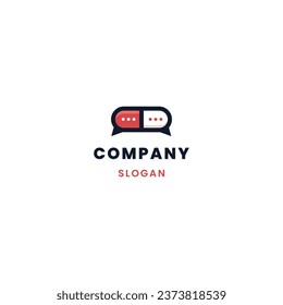 Drug consult logo, capsule bubble speech logo design icon