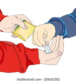 A drug dealer - A boy meets his pusher and pay for a packet of drugs
