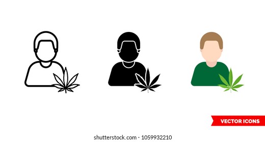 Drug Dealer Icon Of 3 Types: Color, Black And White, Outline. Isolated Vector Sign Symbol.