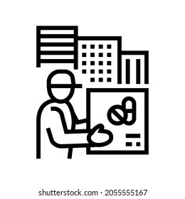 drug delivery line icon vector. drug delivery sign. isolated contour symbol black illustration