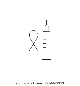 Drug dependency line icon set with support. Syringe icon. Vector illustration