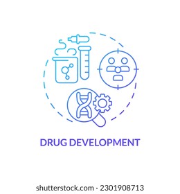 Icono de concepto de gradiente azul de desarrollo de drogas. Identificar biomarcadores asociados con la respuesta de la farmacia. Aplicación de la medicina de precisión idea abstracta ilustración de línea delgada. Esquema aislado