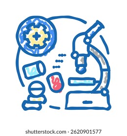 drug discovery development biomedical doodle icon sketch vector. drug discovery development biomedical sign. isolated symbol illustration