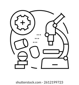 drug discovery development biomedical line icon vector. drug discovery development biomedical sign. isolated contour symbol black illustration
