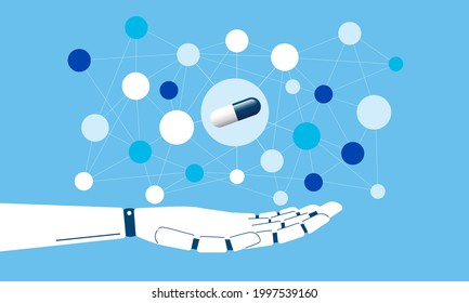 Imagen de drogas diseñada por IA, atención de la salud, ilustración de vectores