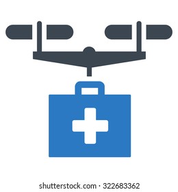 Drug Drone Delivery vector icon. Style is bicolor flat symbol, smooth blue colors, rounded angles, white background.