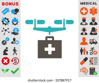 Drug Drone Delivery vector icon with bonus. Style is bicolor flat symbol, grey and cyan colors, rounded angles, white background.