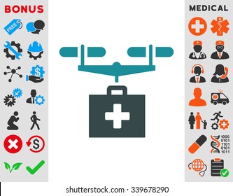 Drug Drone Delivery vector icon with bonus. Style is bicolor flat symbol, soft blue colors, rounded angles, white background.