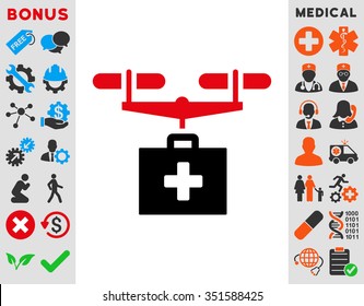 Drug Drone Delivery vector icon. Style is bicolor flat symbol, intensive red and black colors, rounded angles, white background.