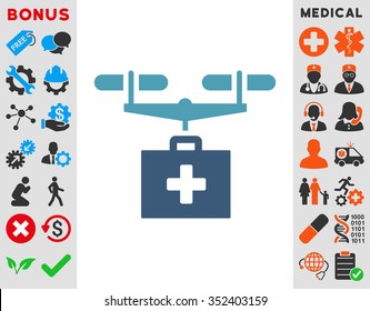 Drug Drone Delivery vector icon. Style is bicolor flat symbol, cyan and blue colors, rounded angles, white background.