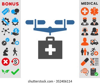 Drug Drone Delivery vector icon. Style is bicolor flat symbol, cobalt and gray colors, rounded angles, white background.