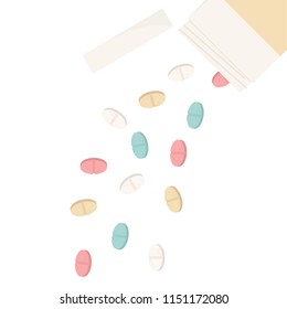 Drug drop cartoon vector. free space for text.