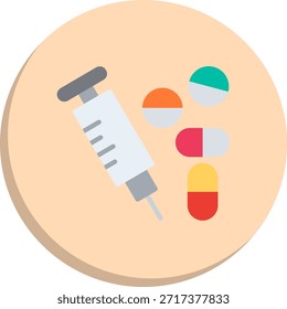 Ícone de Estilo de Círculo Plano de Medicamento