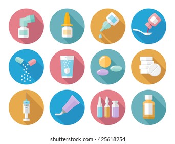 Drug Forms Varicolored Icons Vector