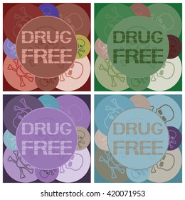 Drug free sign set.
Multicolor graphic image of text writing, study design options.