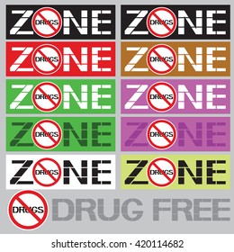 Drug free sign set.
Multicolor graphic image of text writing, study design options.