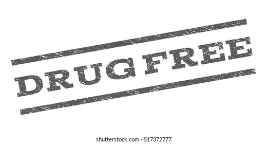 Drug Free watermark stamp. Text caption between parallel lines with grunge design style. Rubber seal stamp with unclean texture. Vector grey color ink imprint on a white background.